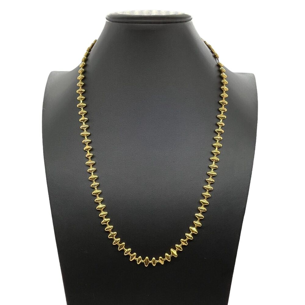 Monet Beads on Chain Necklace Oblong Gold Tone Vintage Signed Retro Classic